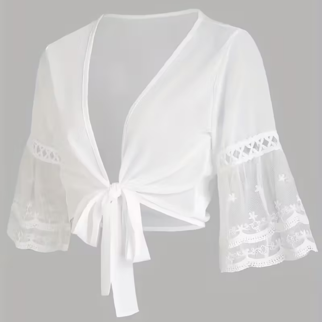 Crochet Lace Bell-Sleeve Shrug