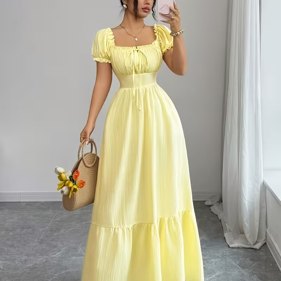 Round-Neck Short-Sleeve Party Dress - Image 3