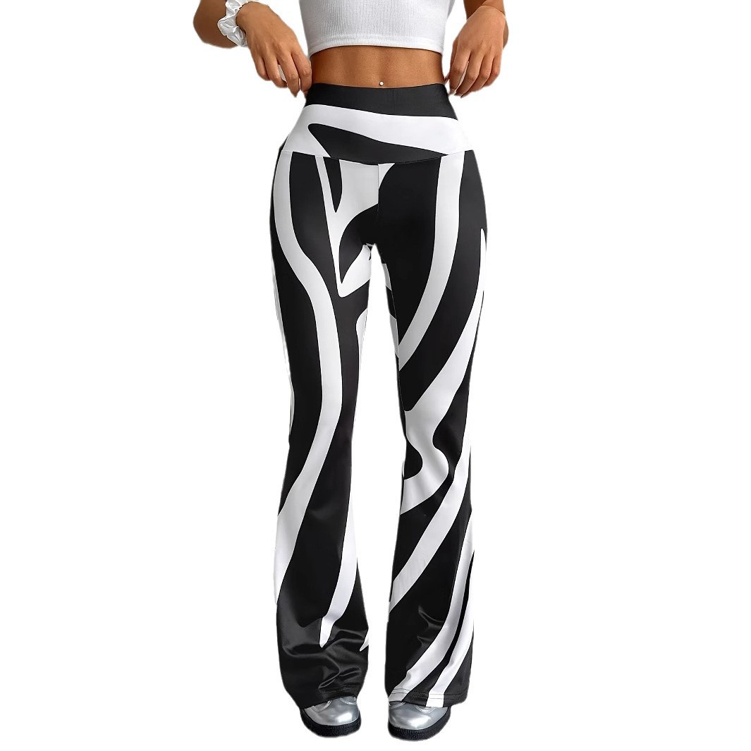 Bell-bottom Pants Fashion Printed High Waist Sheath Casual Pants - Image 2