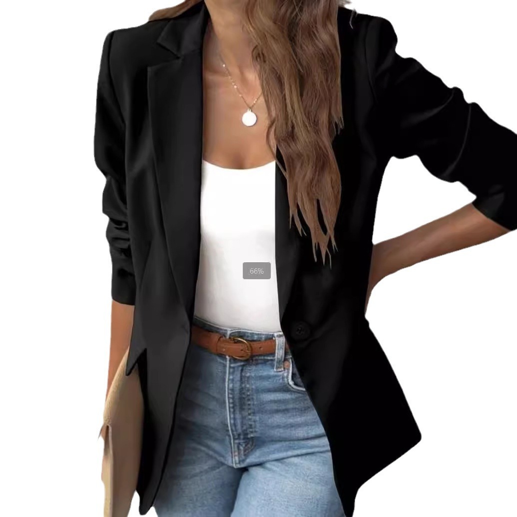 Long Sleeve Solid Color Small Suit One Button Jacket - Image 6