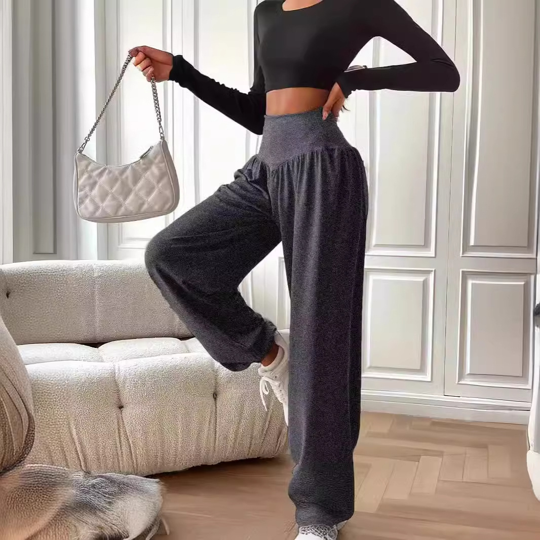 Women's Solid Color Breathable And Hanging Sports Pants - Image 5